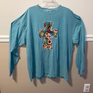 Appliqué cross long sleeve tshirt